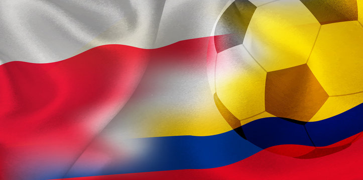 ポーランド　コロンビア　 国旗　サッカー