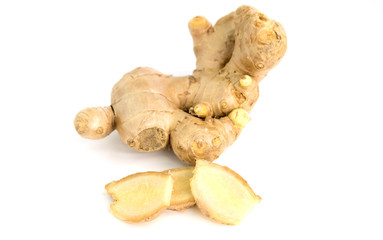 ginger root on white background
