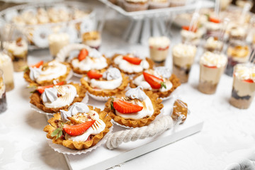 Dessert. Delicious cupcake on the table