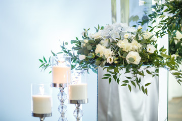 Floral arrangement at a wedding ceremony