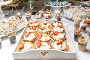 Dessert. Delicious cupcake on the table