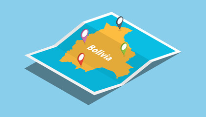 explore bolivia maps with isometric style and pin location tag on top
