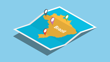 explore brazil maps with isometric style and pin location tag on top