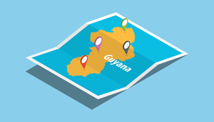 explore guyana maps with isometric style and pin location tag on top