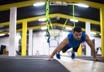 Young  man doing pushups