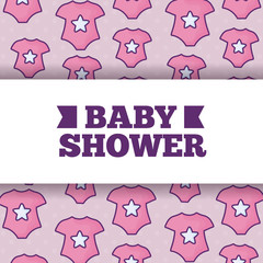 baby shower design over baby clothes background, colorful design. vector illustration