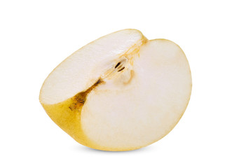 sliced chinese pear isolated on white background