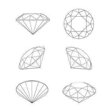 Diamonds six view on white vector design.