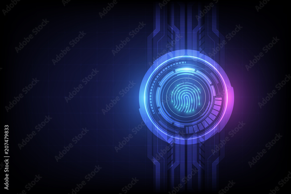 Aufkleber abstract technology background.security system concept with fingerprint letter p sign.vector illustr