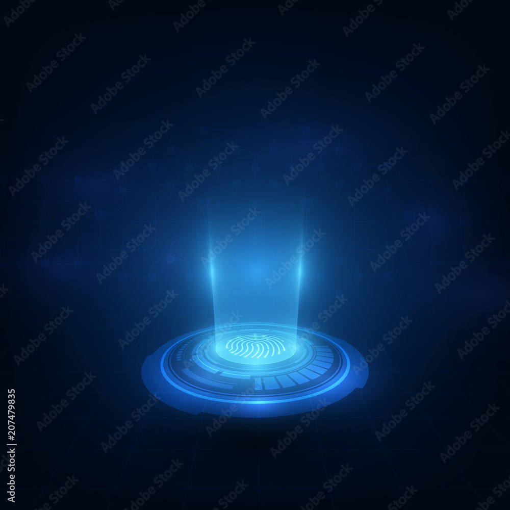 Aufkleber abstract technology background.security system concept with fingerprint letter p sign.vector illustr