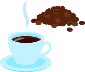 ホットコーヒーとコーヒー豆