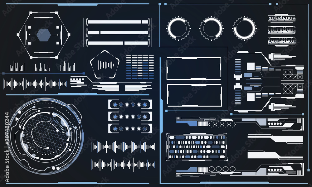 Aufkleber HUD Abstract Futuristic Elements User Interface Control Panel Vector Background