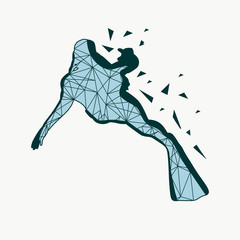Fototapeta premium Cutout silhouette of diver textured by lines and dots pattern. The concept of sport diving.