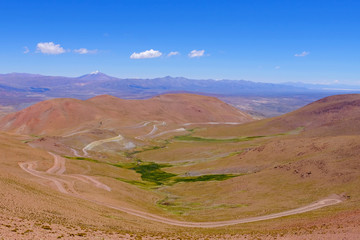 Road and landscape at Paso Abra Del Acay, Salta, Argentina, South America