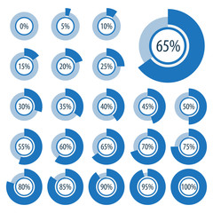 Set of pie charts for business infographics.Progress bar for web design.3d infographic elements.Blue White Style