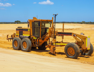 Heavy machinery working on construction site