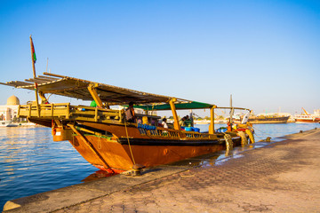 Traditional arabic fishing boat on Sharjah harbour on 26th November 2016