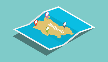 bulgaria explore maps with isometric style and pin location tag on top