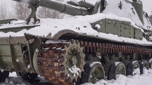 Military armored vehicles. Snowfall. Compilation video (5 in 1).
