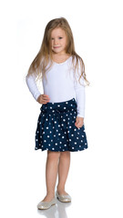 The little girl is full-length.