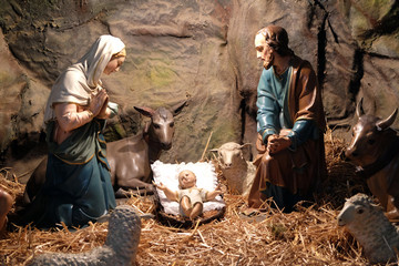 Nativity Scene, Christmas creches in the Basilica of the Sacred Heart in Zagreb