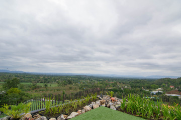 Walking trail in mountain view.