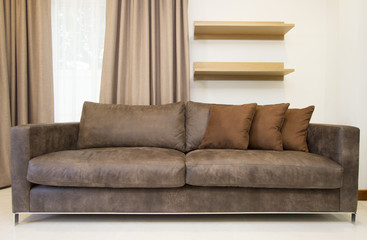 Leather sofa in modern living room