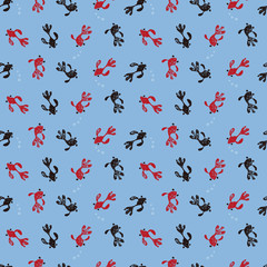 赤と黒の金魚模様　スタンプイラスト　夏イメージ