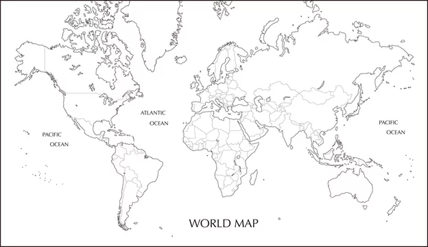 世界地図 メルカトル図法の白地図 Stock Vector Adobe Stock
