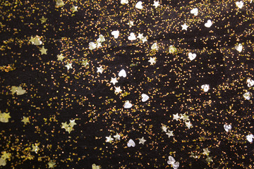 Green, Gold and Bronze shiny textured Glitter paint with star and heart sequins