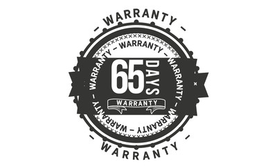 65 days warranty icon vintage rubber stamp guarantee
