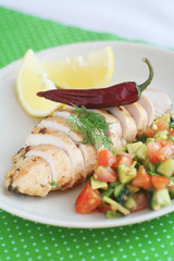 chicken fillet with vegetable salad