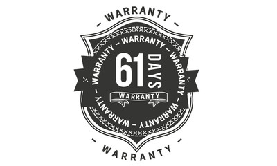 61 days warranty icon vintage rubber stamp guarantee