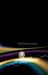 Color shiny light effects on black, liquid style multicolored wavy shape