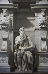 Rome, Moses by Michelangelo on the tomb of Pope Julius II in Saint Peter in chains (San Pietro in Vincoli)