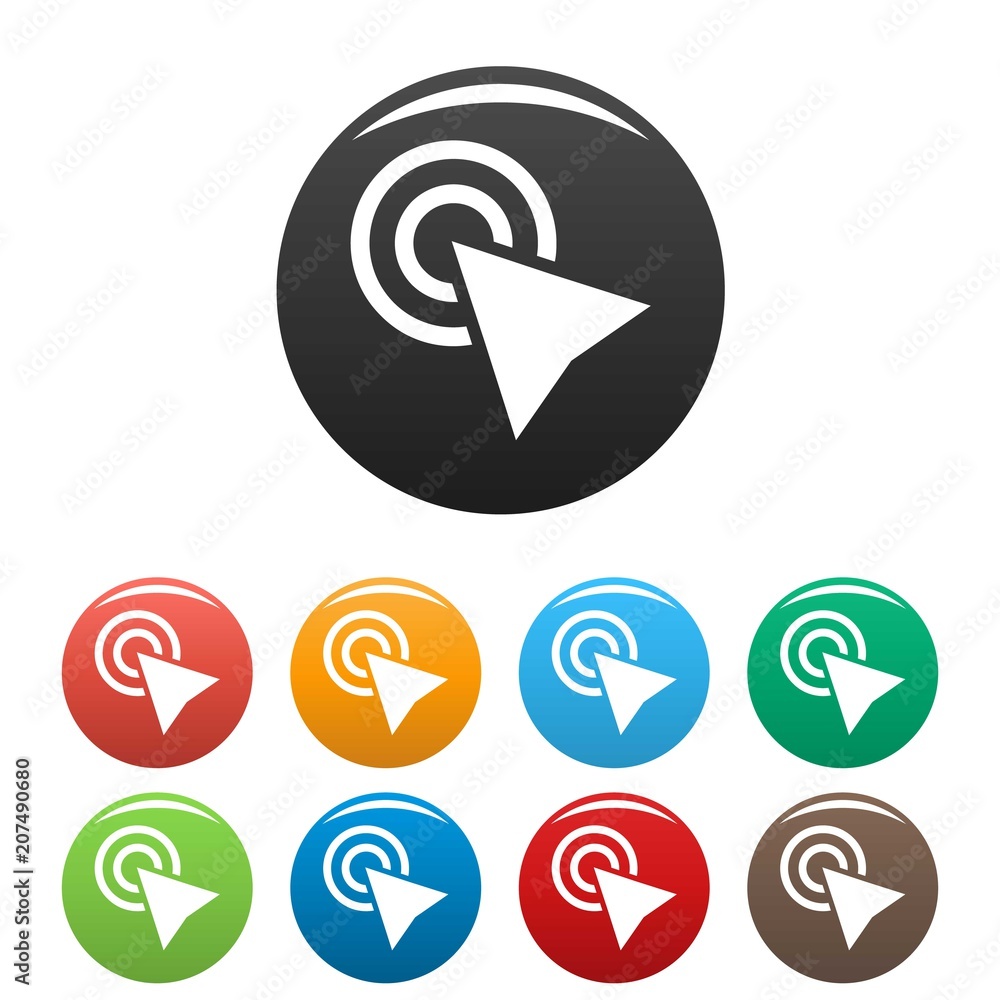 Poster cursor click element icon. simple illustration of cursor click element vector icons set color isolat