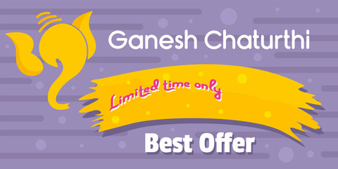 Ganesh chaturthi best offer banner horizontal. Flat illustration of vector ganesh chaturthi best offer banner horizontal for web design