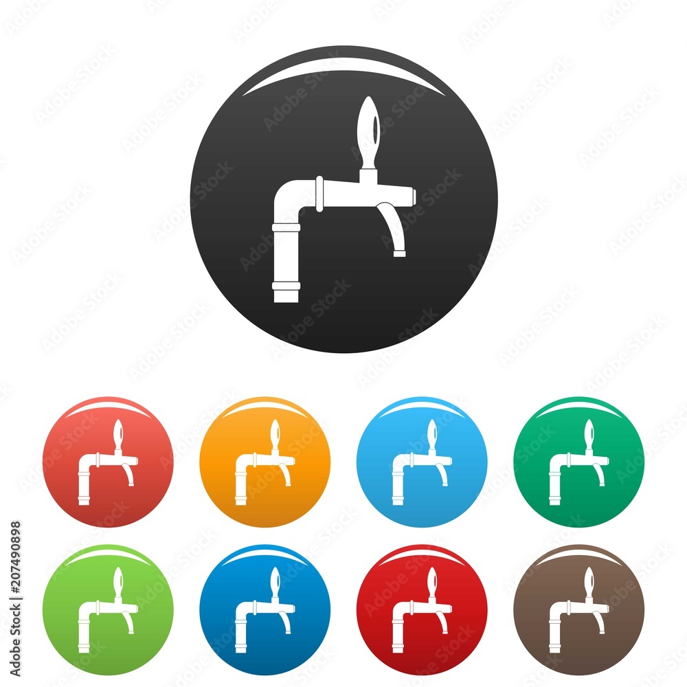 Poster tap with handle icon. simple illustration of tap with handle vector icons set color isolated on whit