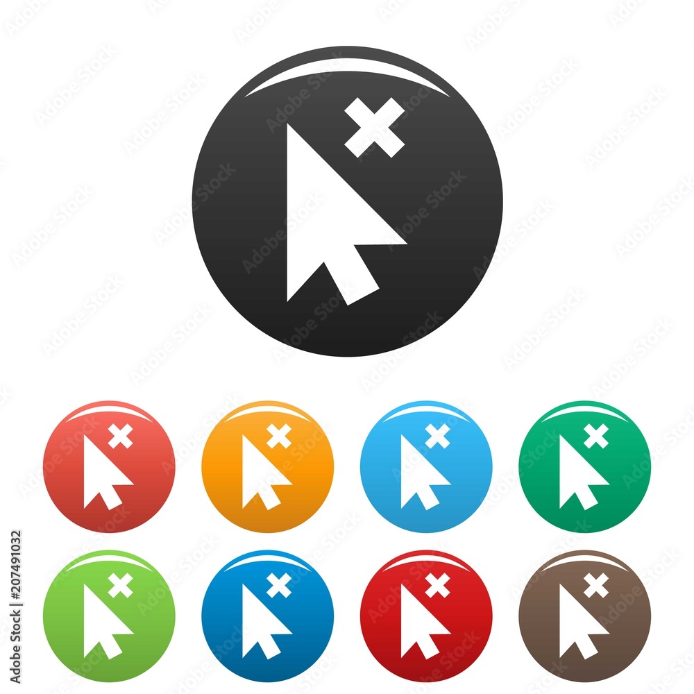 Poster cursor close element icon. simple illustration of cursor close element vector icons set color isolat