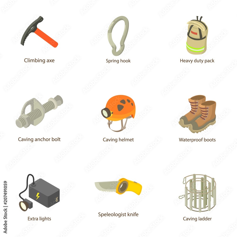 Poster digger icons set. isometric set of 9 digger vector icons for web isolated on white background