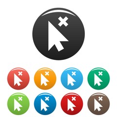 Cursor close element icon. Simple illustration of cursor close element vector icons set color isolated on white