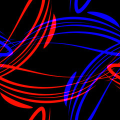 Vector pattern of blue and red lines for backgrounds on a black background.