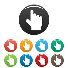 hand cursor website icon. Simple illustration of hand cursor website vector icons set color isolated on white