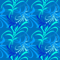 Fototapeta na wymiar Vector pattern of blue and white lines and kanji for the background on a blue background in Japanese style.