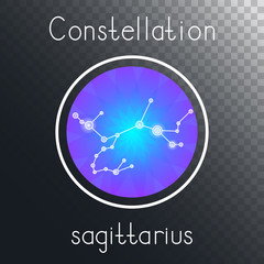 Vector round icon with Zodiac constellation SAGITTARIUS.