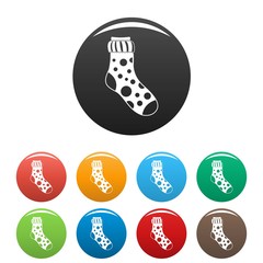 Spotted sock icon. Simple illustration of spotted sock vector icons set color isolated on white