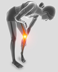 3d Illustration of Women feeling Knee pain