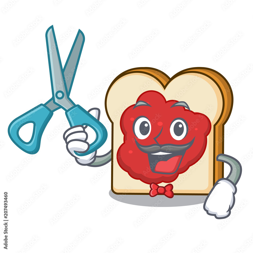 Sticker barber bread with jam character cartoon