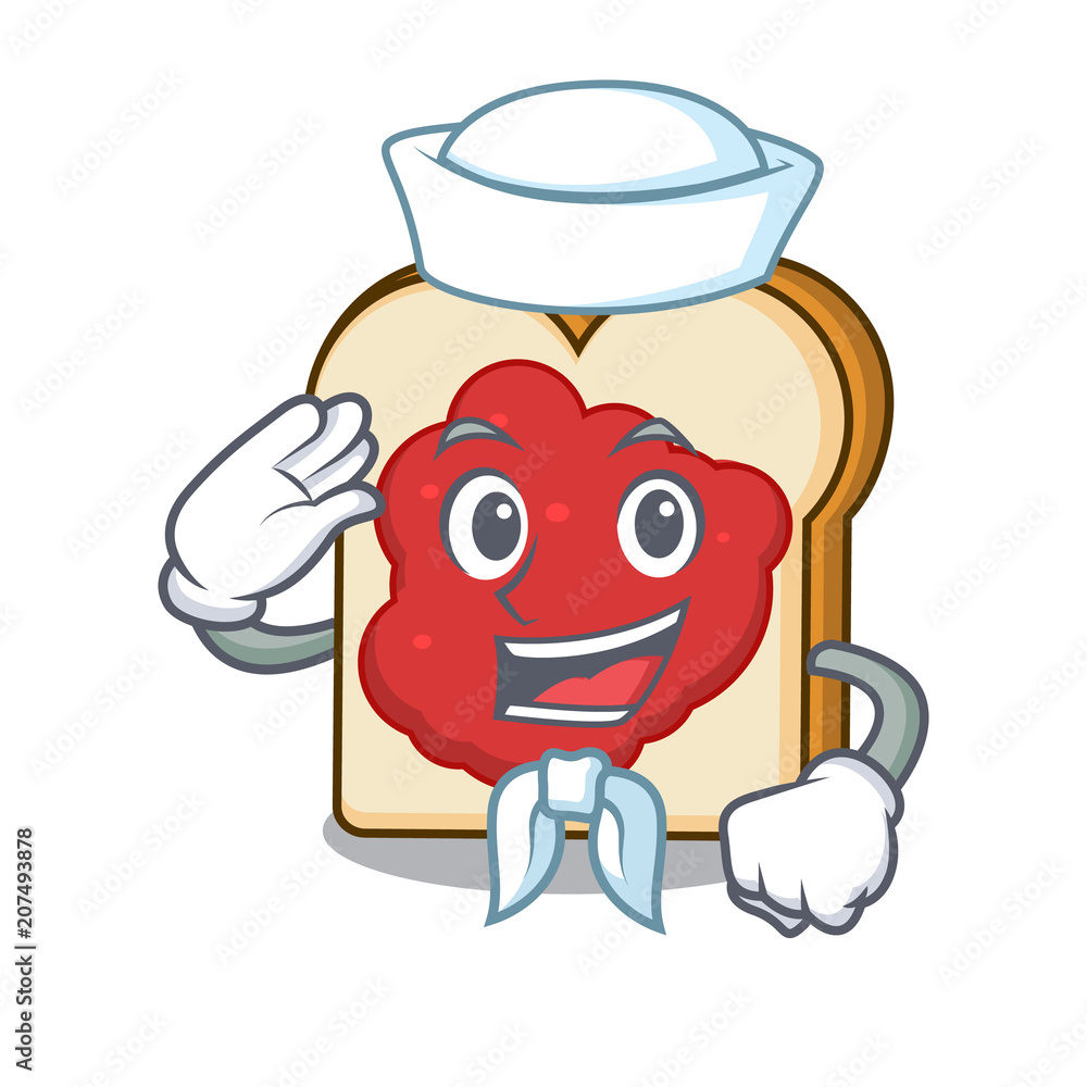 Sticker Sailor bread with jam character cartoon