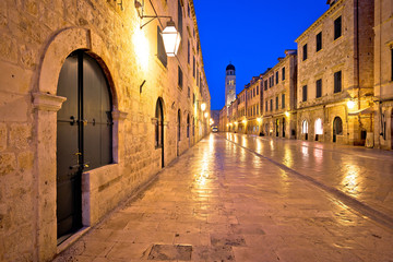 Famous Stradun street in Dubrovnik night view